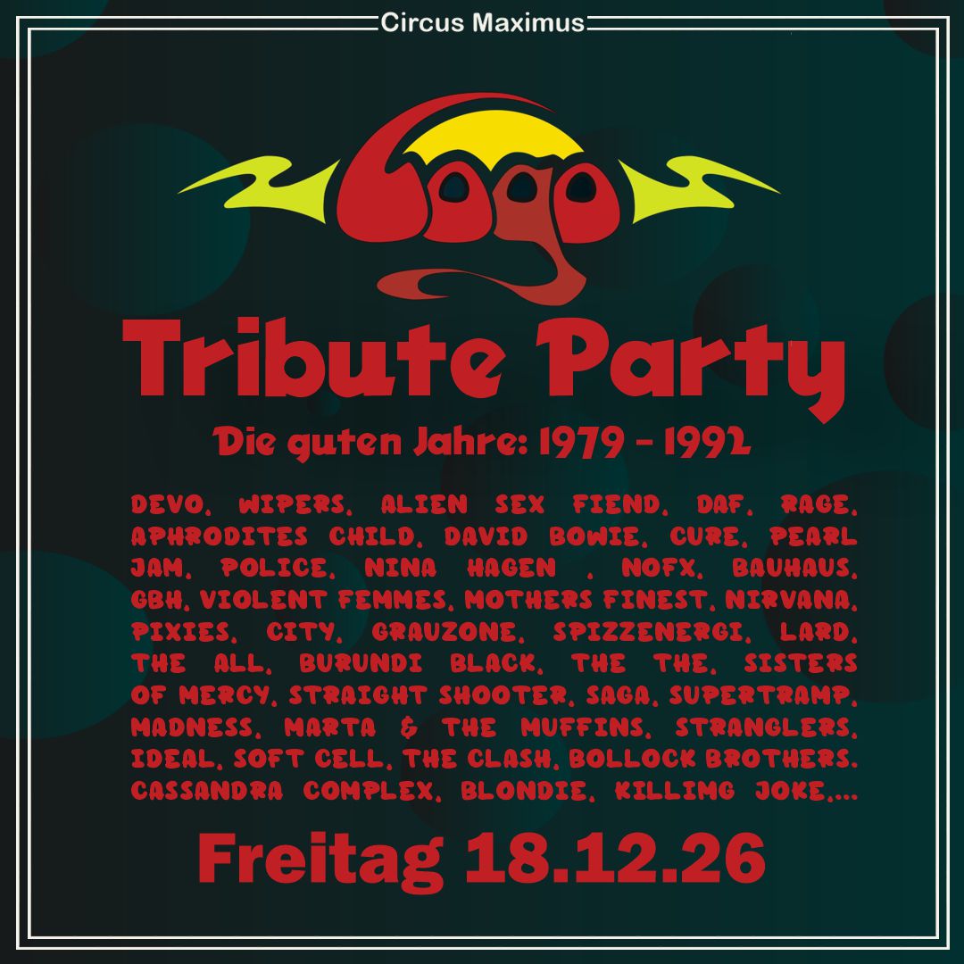 Logo Tribute Party am 18. Dezember um 21 Uhr im Circus Maximus in Koblenz
