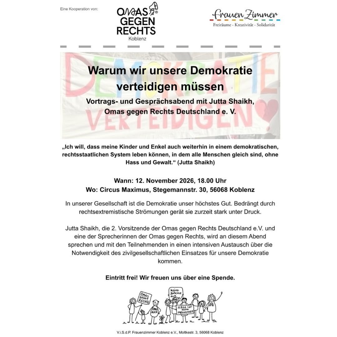 Omas gegen Rechts Gesprächsabend am 12.11 im Circus Maximus in Koblenz